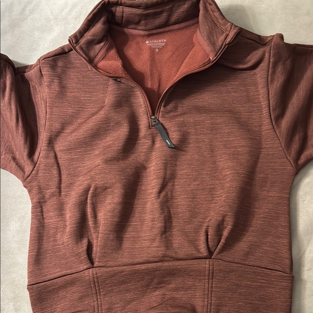 Athleta Women's Rust Half-Zip Fleece sweatshirt .